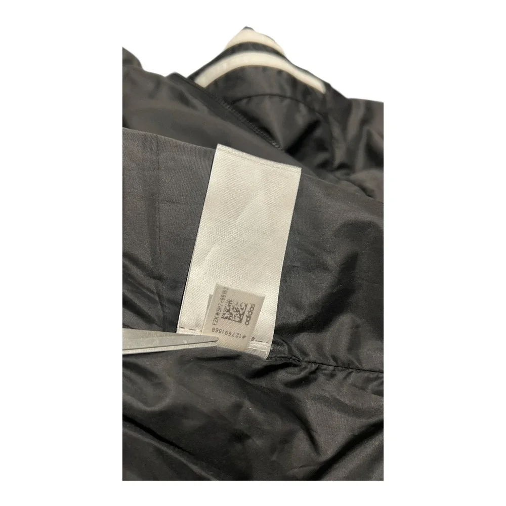 NWT Adidas Miami Men's L Black Full-Zip‎ Hooded Jacket White Stripes Logo